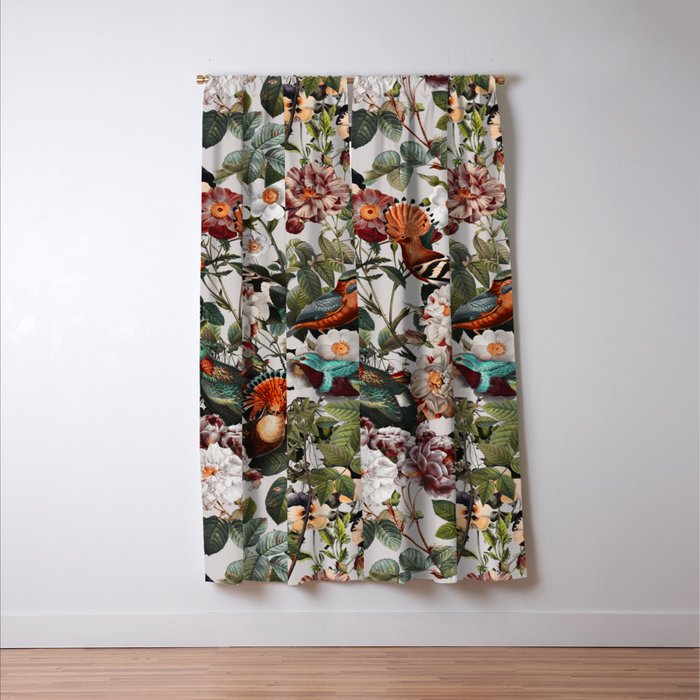 Floral Symphony with Birds Window Curtain Gallery Image 3