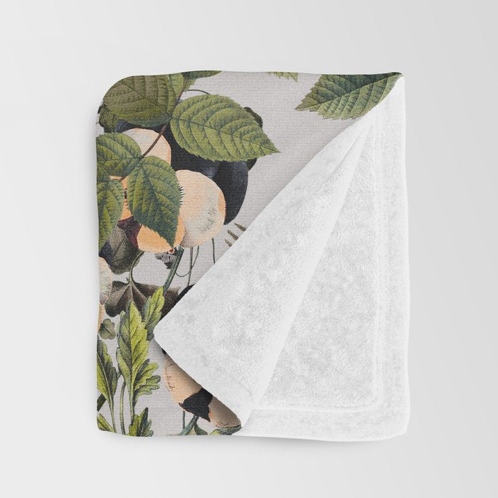 Floral Symphony with Birds Throw Blanket Gallery Image 3