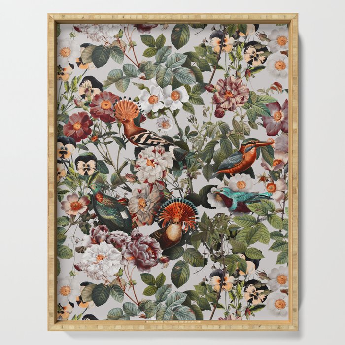 Floral Symphony with Birds Serving Tray Gallery Image 1