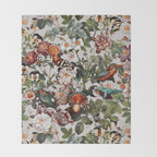 Floral Symphony with Birds Throw Blanket Gallery Image 2