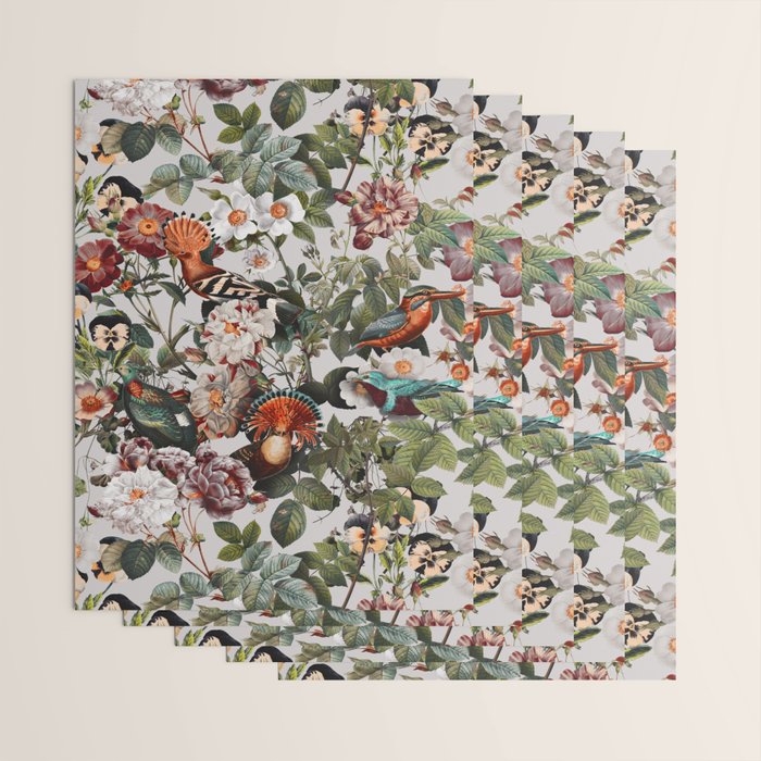Floral Symphony with Birds Wrapping Paper Gallery Image 3