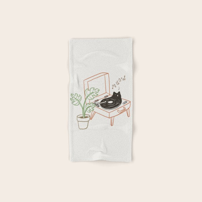 Cat and Plant 78: Vinyl Cat Bath Towel Gallery Image 1