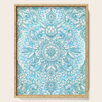 Turquoise Blue, Teal & White Protea Doodle Pattern Serving Tray Gallery Image 1