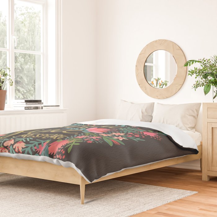 Little & Fierce on Charcoal Duvet Cover Gallery Image 2