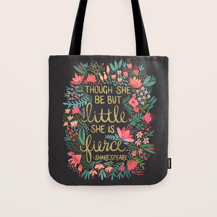 Little & Fierce on Charcoal Tote Bag Gallery Image 1
