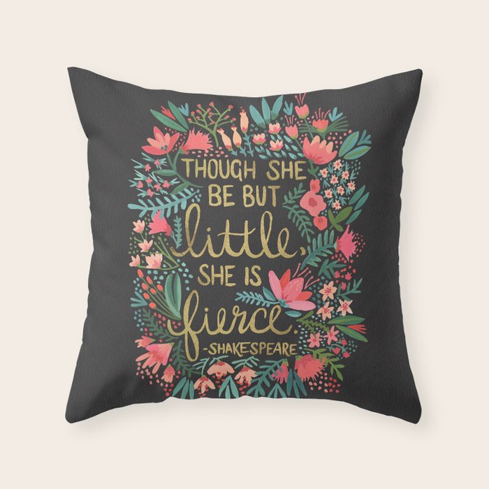 Little & Fierce on Charcoal Throw Pillow Gallery Image 6
