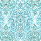 Turquoise Blue, Teal & White Protea Doodle Pattern Coffee Mug Gallery Image 2