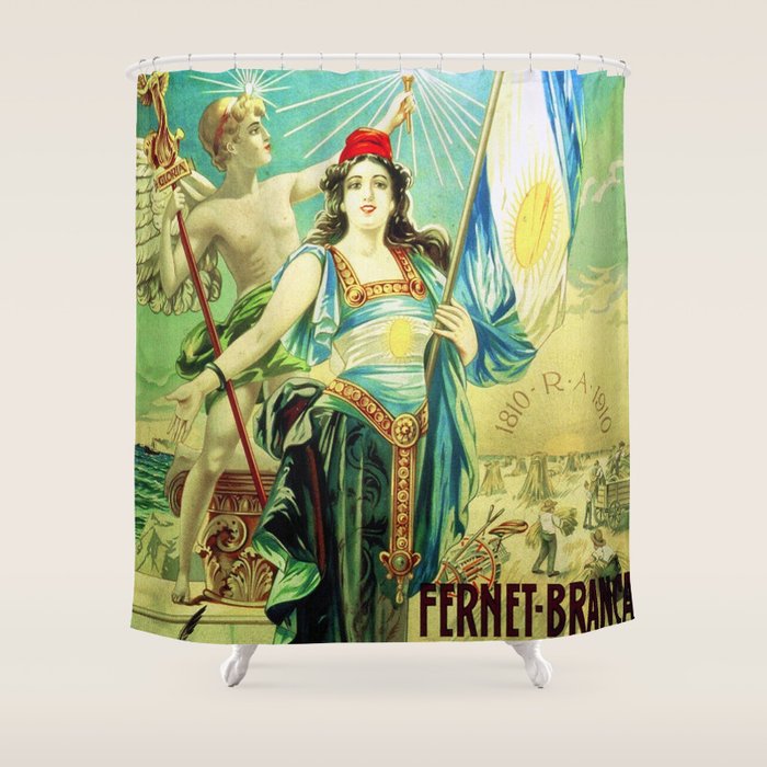 1910 Fernet Branca Liqueur Aperitif Advertisement Poster Print Shower Curtain Gallery Image 1
