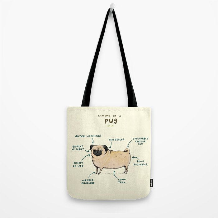 Anatomy of a Pug Tote Bag Gallery Image 2