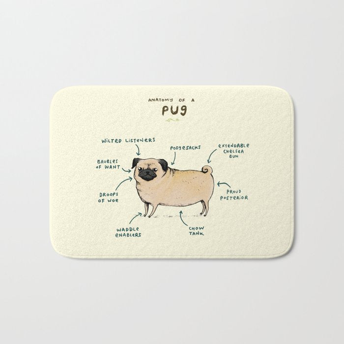 Anatomy of a Pug Bath Mat Gallery Image 1
