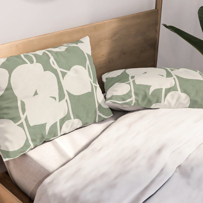 Minimal Abstract Leaves 16 Pillow Sham Gallery Image 2