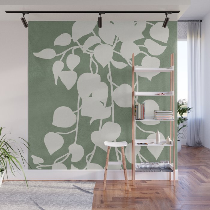 Minimal Abstract Leaves 16 Wall Mural Gallery Image 1