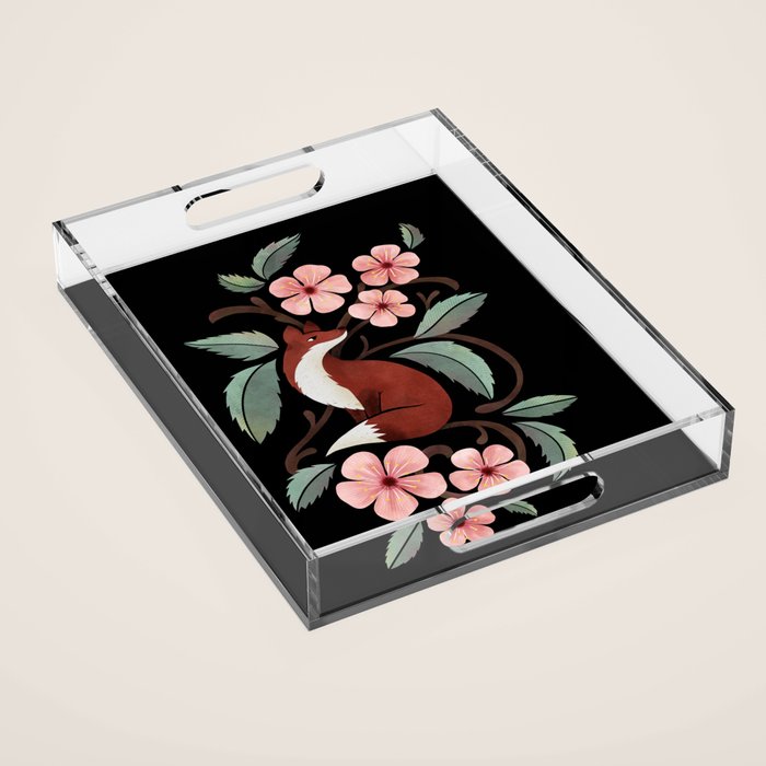 Fox in Cherry Blossoms Acrylic Tray Gallery Image 1
