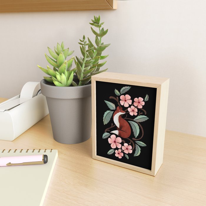 Fox in Cherry Blossoms Mini Art Print Gallery Image 2