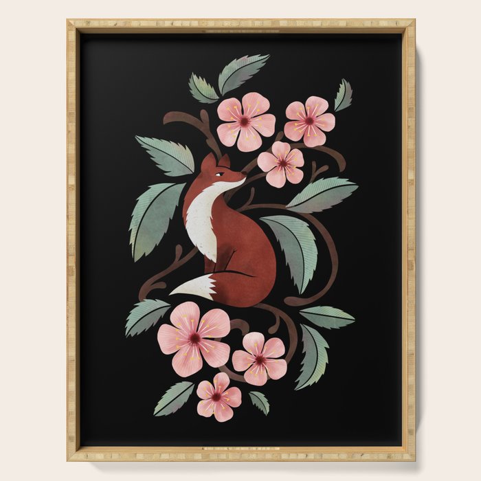 Fox in Cherry Blossoms Serving Tray Gallery Image 1