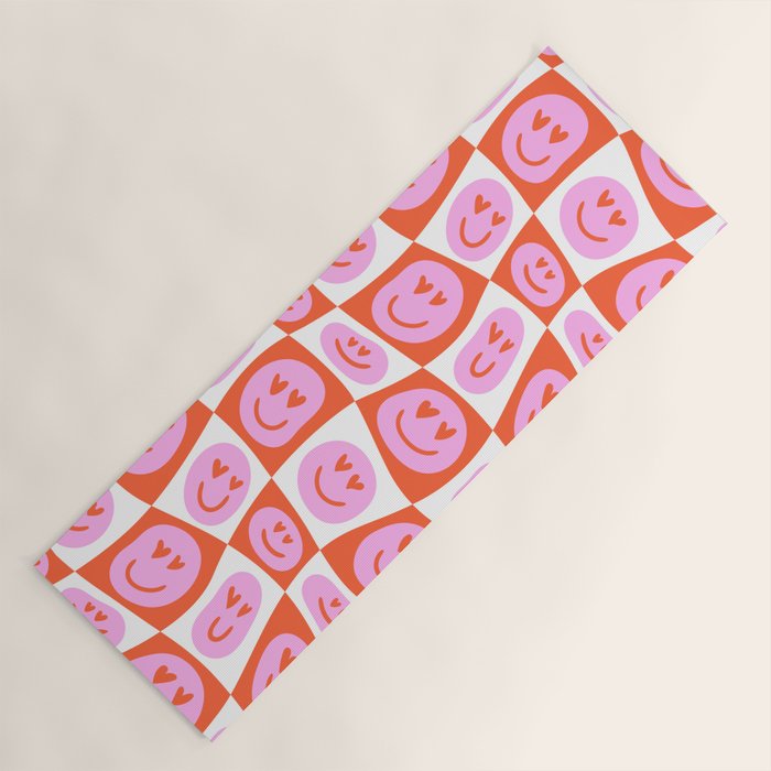 Romantic love heart eye face pattern Yoga Mat Gallery Image 1