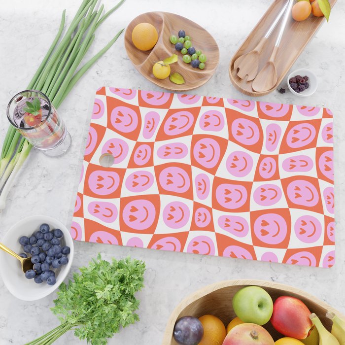 Romantic love heart eye face pattern Cutting Board Gallery Image 2