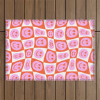 Romantic love heart eye face pattern Outdoor Rug Gallery Image 1