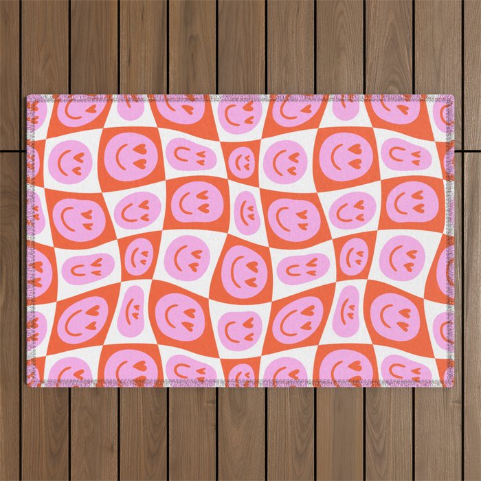 Romantic love heart eye face pattern Outdoor Rug Gallery Image 1