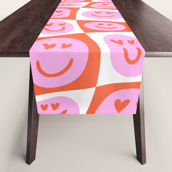 Romantic love heart eye face pattern Table Runner Gallery Image 1