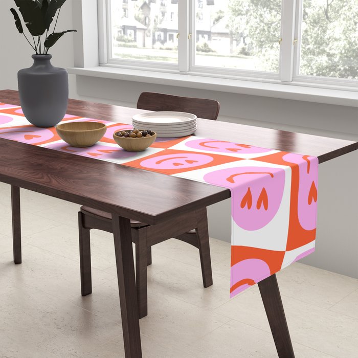 Romantic love heart eye face pattern Table Runner Gallery Image 2