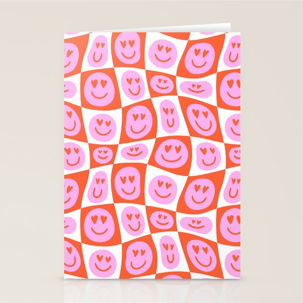 Romantic love heart eye face pattern Stationery Card Gallery Image 1