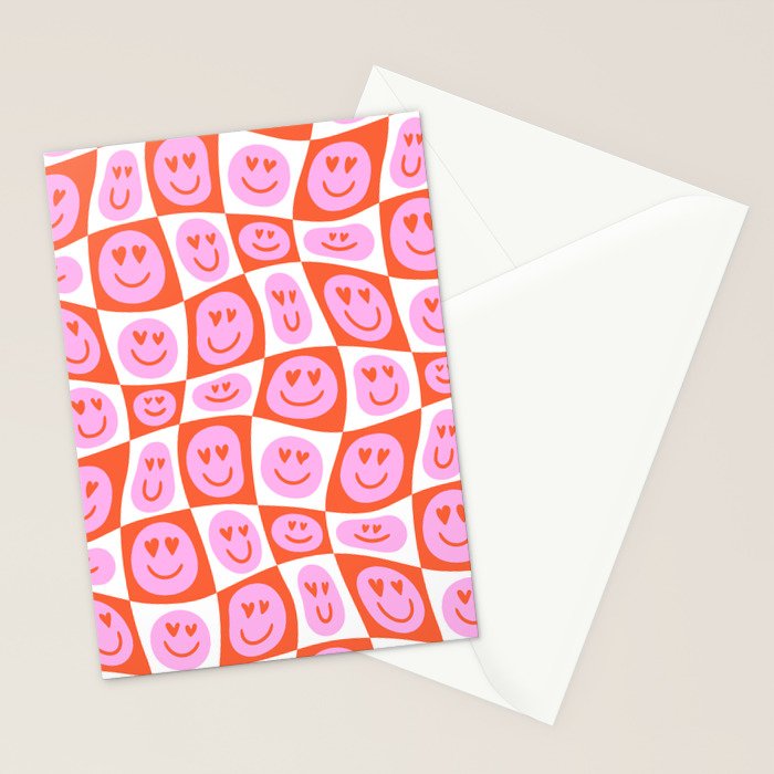 Romantic love heart eye face pattern Stationery Card Gallery Image 2