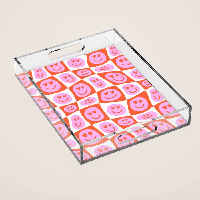 Romantic love heart eye face pattern Acrylic Tray Gallery Image 1