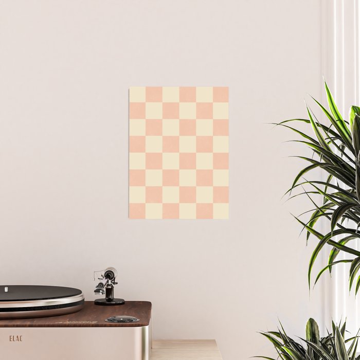 Checkers - peach pink and cream Poster Gallery Image 2
