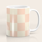 Checkers - peach pink and cream Coffee Mug Gallery Image 1