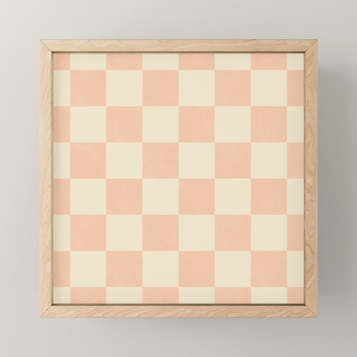 Checkers - peach pink and cream Mini Art Print Gallery Image 1