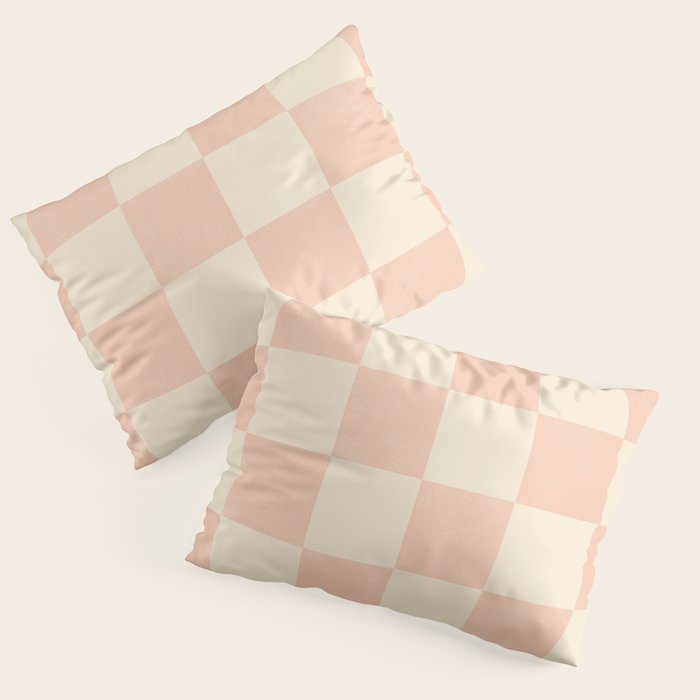 Checkers - peach pink and cream Pillow Sham Gallery Image 3