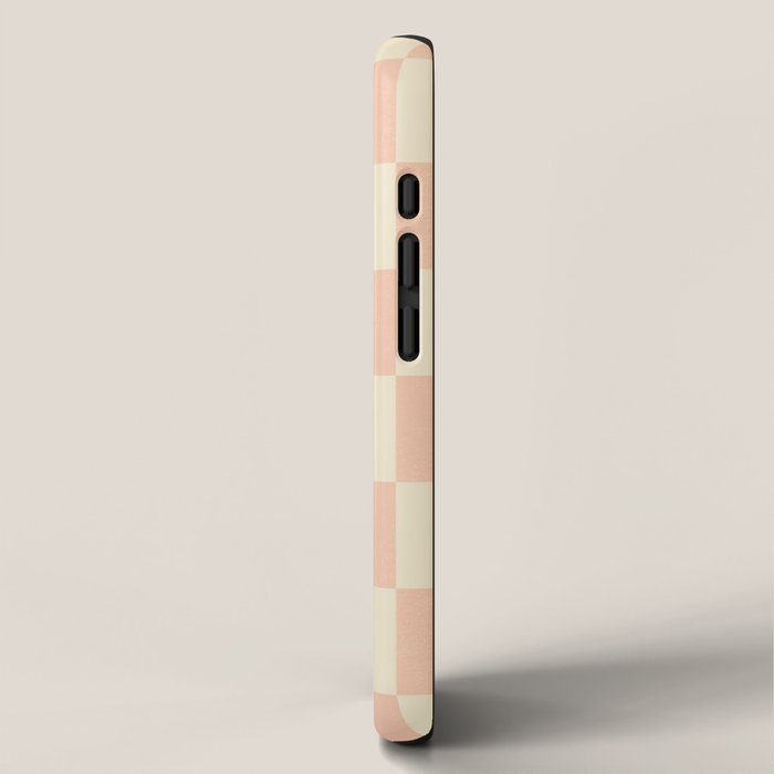Checkers - peach pink and cream iPhone Case Gallery Image 2