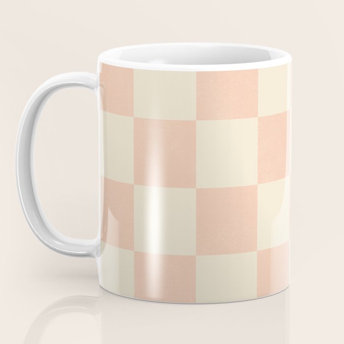 Checkers - peach pink and cream Coffee Mug Gallery Image 3