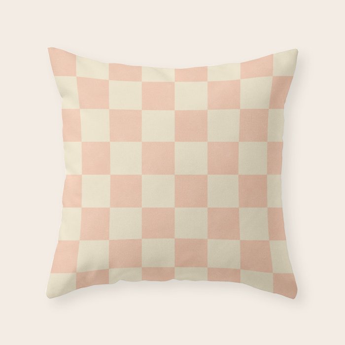 Checkers - peach pink and cream Throw Pillow Gallery Image 6