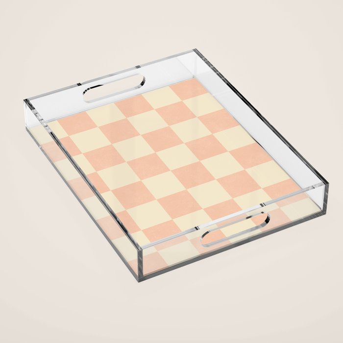 Checkers - peach pink and cream Acrylic Tray Gallery Image 1