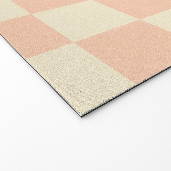 Checkers - peach pink and cream Welcome Mat Gallery Image 2