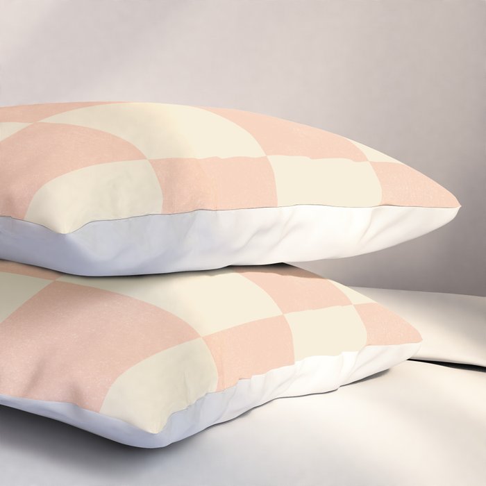 Checkers - peach pink and cream Pillow Sham Gallery Image 3