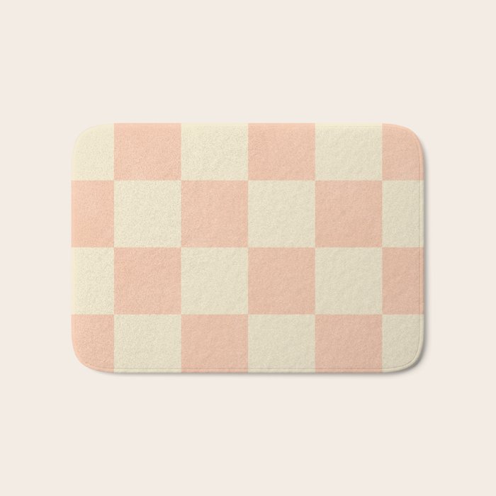 Checkers - peach pink and cream Bath Mat Gallery Image 1