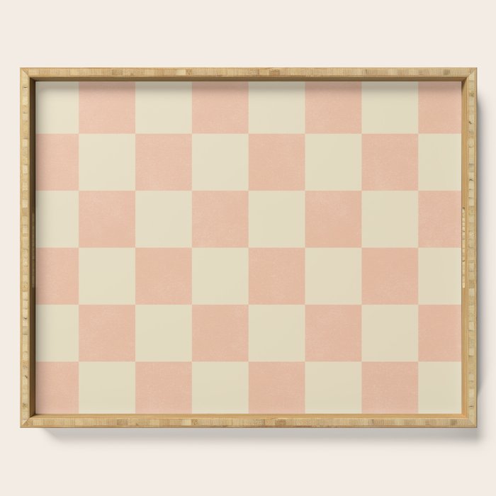 Checkers - peach pink and cream Serving Tray Gallery Image 1