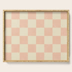 Checkers - peach pink and cream Serving Tray Gallery Image 1