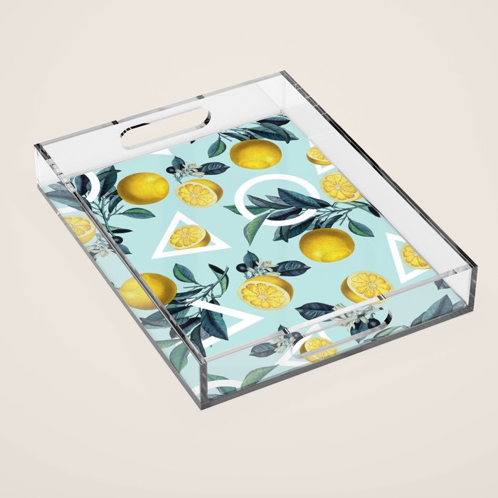 Geometric and Lemon pattern III Acrylic Tray Gallery Image 1