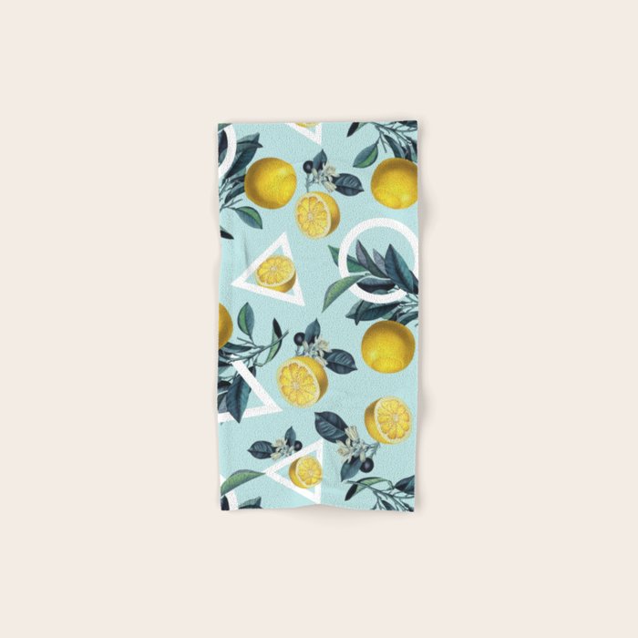 Geometric and Lemon pattern III Bath Towel Gallery Image 1