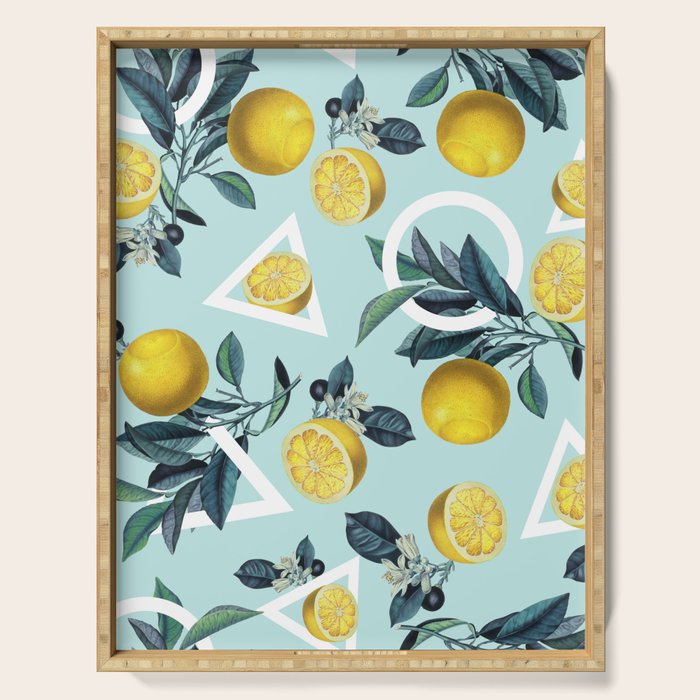 Geometric and Lemon pattern III Serving Tray Gallery Image 1