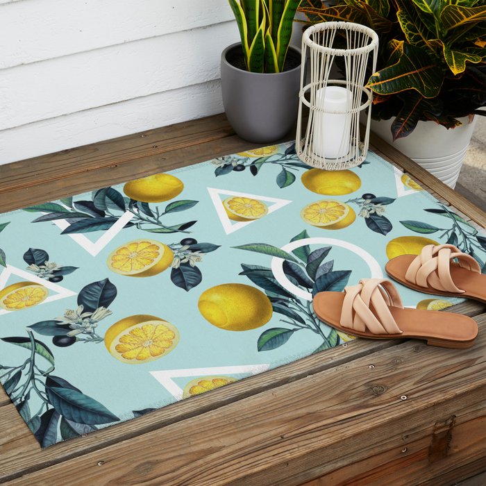 Geometric and Lemon pattern III Outdoor Rug Gallery Image 2