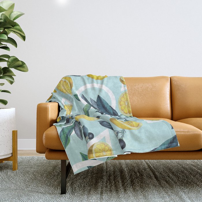 Geometric and Lemon pattern III Throw Blanket Gallery Image 1