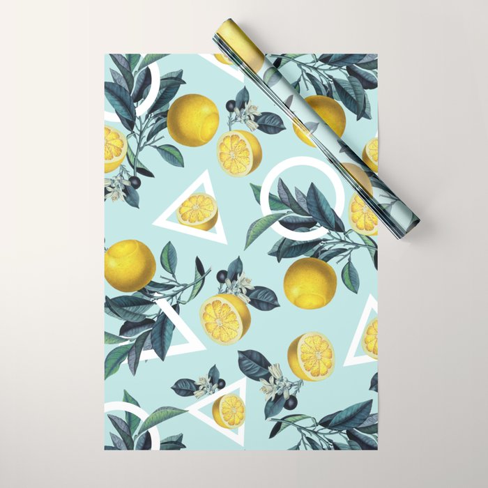 Geometric and Lemon pattern III Wrapping Paper Gallery Image 1