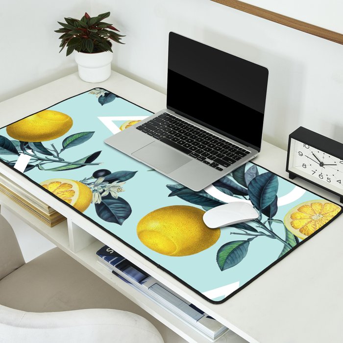 Geometric and Lemon pattern III Desk Mat Gallery Image 2