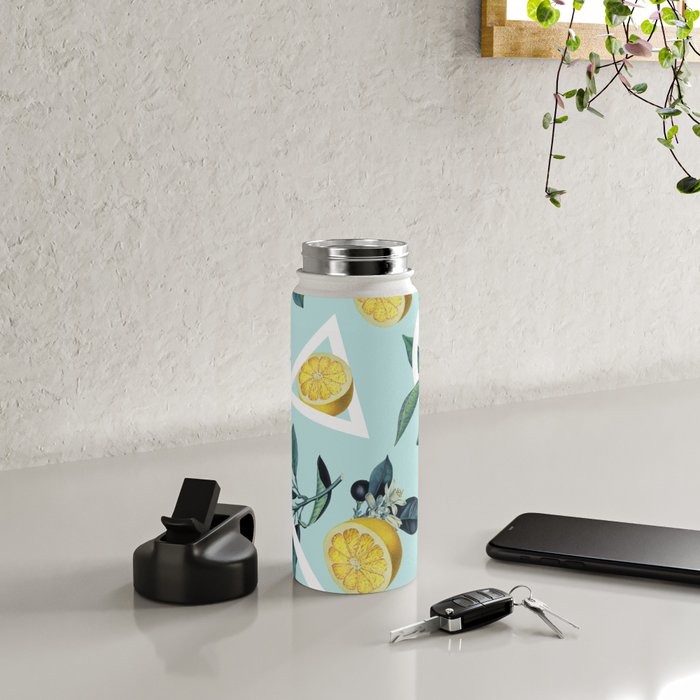 Geometric and Lemon pattern III Water Bottle Gallery Image 4