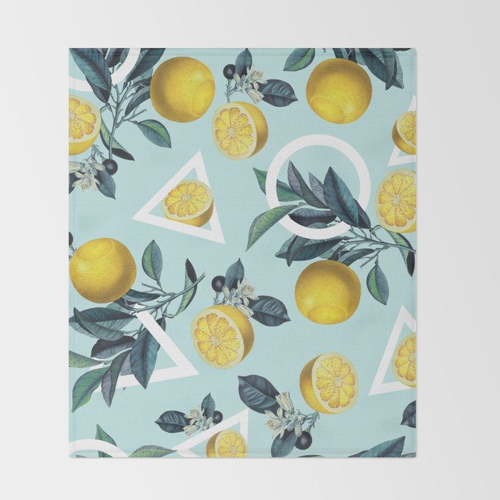 Geometric and Lemon pattern III Throw Blanket Gallery Image 2